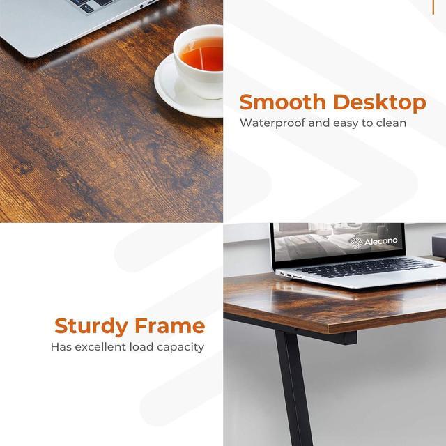 Alt view image 6 of 7 - Alecono Small Computer Desk 35'' Study Writing Desk for Small Spaces Modern Simple Metal Frame Rustic Brown