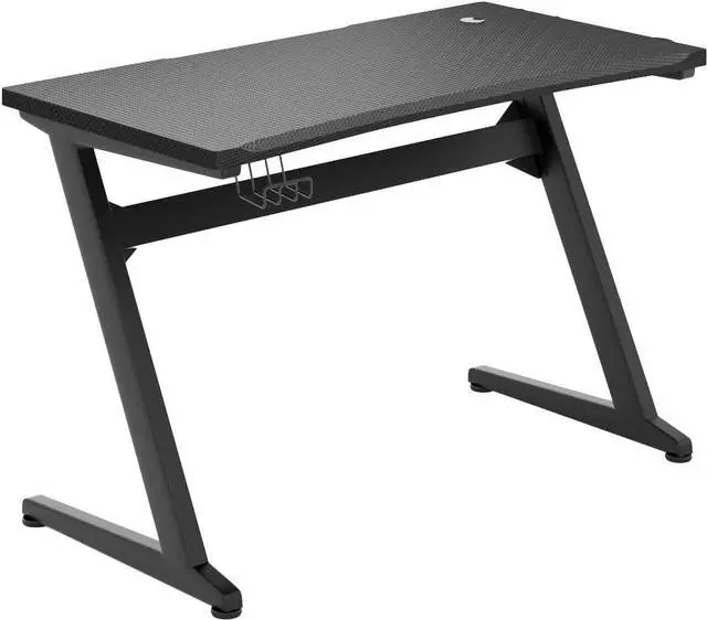 Main image of Tangkula Gaming Desk, Z Shaped Ergonomic Gaming Computer Desk, E-Sports Game Desk with Cup & Headphone Holder and Mouse Pad, Gamer Workstation, Carbon Fiber Surface and Z-Shape Steel Frame (Black)