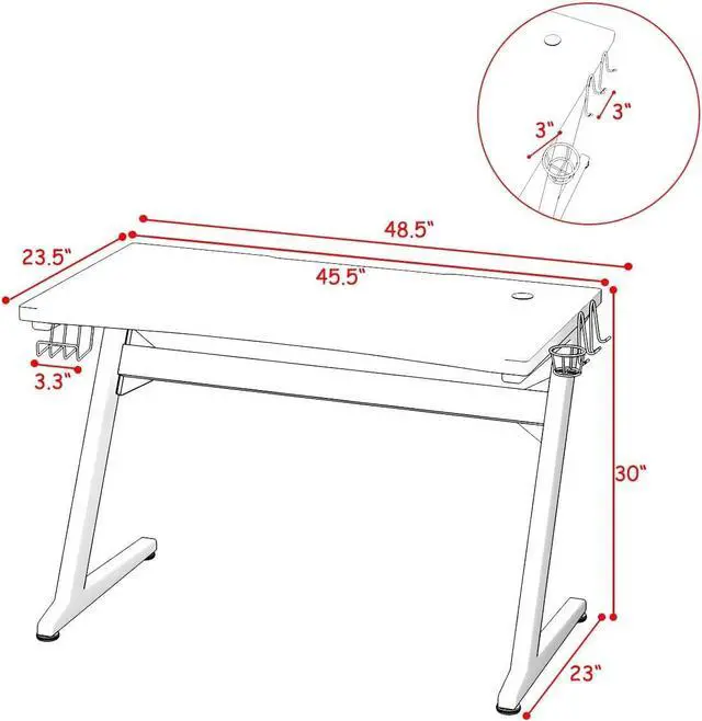 Alt view image 3 of 7 - Tangkula Gaming Desk, Z Shaped Ergonomic Gaming Computer Desk, E-Sports Game Desk with Cup & Headphone Holder and Mouse Pad, Gamer Workstation, Carbon Fiber Surface and Z-Shape Steel Frame (Black)