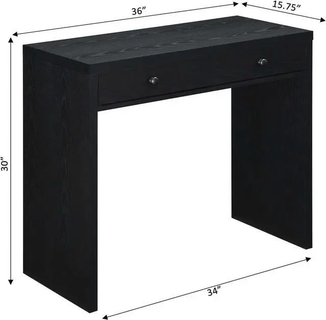 Alt view image 7 of 7 - Convenience Concepts Northfield 1 Drawer 36 inch Desk, Black