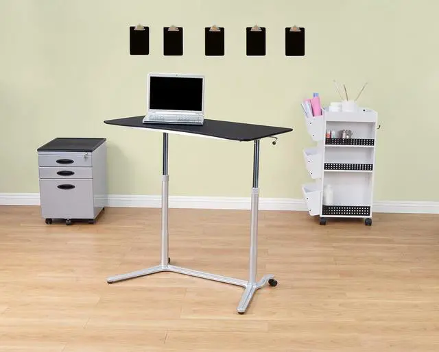 Alt view image 2 of 7 - Calico Designs 51230 Sierra Height Adjustable Desk, Silver/Black 37.5 Inch