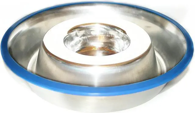 Alt view image 4 of 6 - Mr. Peanut's Stainless Steel Interactive Slow Feed Dog Bowl with a Blue Silicone Base, Fun Healthy Bloat Stop Feeder (Medium)