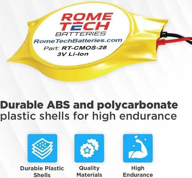 Alt view image 5 of 5 - Rome Tech CR2032 CMOS Battery for HP ProBook 645 G2 / Dell Vostro 5320 / HP Elitebook 8460P- Laptop Backup BIOS RTC 3V CR 2032 Battery with 2 Wire Medium Cable Long Connector (2-Pack)