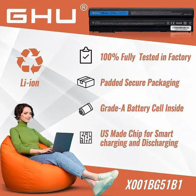 Alt view image 6 of 6 - GHU New 58Wh Battery T54FJ M5Y0X 312-1163 HCJWT NHXVW PRRRF Compatible with Dell Latitude E5420 E5430 E5520 E5530 E6420 E6430 E6440 E6520 E6530 E6540 YKF0M X57F1 04NW9 8858X P8TC7 T54F3 8858X N3X1D