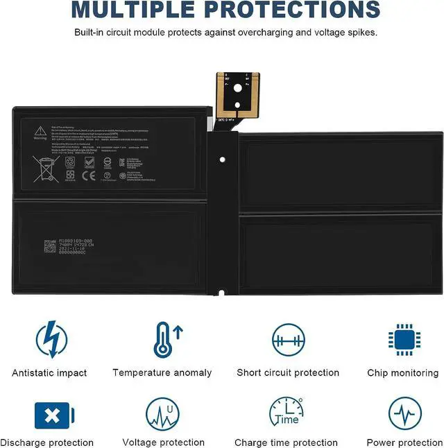 Alt view image 5 of 7 - G3HTA038H DYNM02 Laptop Battery for Microsoft Surface Pro 5th Gen (Model 1796, 2017), Surface Pro 6 (Model 1807/1809/1796, 2018 Tablet Series) 12.3" 2-in-1, Core i5 i7 m3 FJU-00001 FKJ/FKG-00001