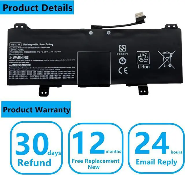 Alt view image 2 of 5 - Aluo GB02XL New Laptop Battery Compatable with HP ChromeBook 14-DB0051CL X360 11 G2 EE Chromebook 11A G6 G8 EE Series Notebook HSTNN-UB7M HSTNN-DB7X HSTNN-IB8W L42550-271 L42550-541 L42583-005