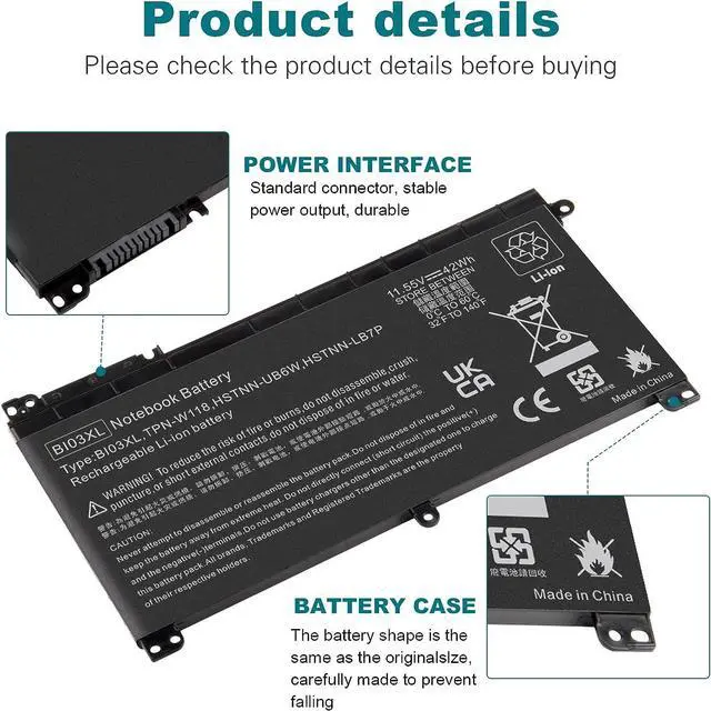 Alt view image 2 of 7 - TREE.NB BI03XL 0N03XL 844203-850 844203-855 Laptop Battery for HP Pavilion X360 m3-u m3-u001dx 13-u HSTNN-UB6W HSTNN-LB7P 915486-855 915230-541 Battery for HP Stream 14-ax000 14-ax010wm