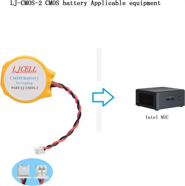 Alt view image 5 of 6 - 5PCS CMOS Battery for Intel NUC Laptop Backup PS2 PS3 BIOS RTC CR2032 Battery with 2 Wire Cable and Connector