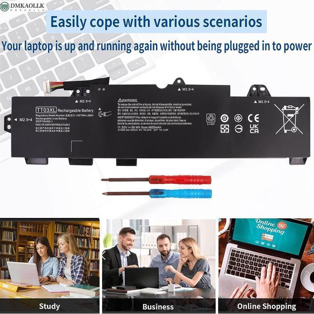 Alt view image 5 of 7 - DMKAOLLK TT03XL 932824-421 Laptop Battery for HP EliteBook 850 G5,EliteBook 755 G5,EliteBook 850 G6,ZBook 15U G5 G6 Series TT03056XL 932824-1C1 932824-2C1 933322-855 HSN-113C-5 HSTNN-LB8H 11.55V 56Wh