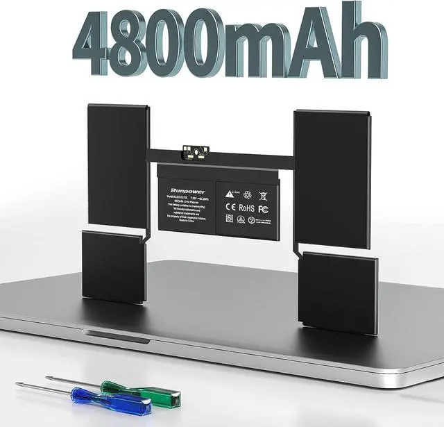 Alt view image 5 of 6 - Runpower A1534 Battery, A1705 A1527 Replacement Laptop Battery is Compatible with MacBook 12 Inch Retina A1534 Battery(Early 2015 2016 2017) 7.56V 36.28WH 4800mAh