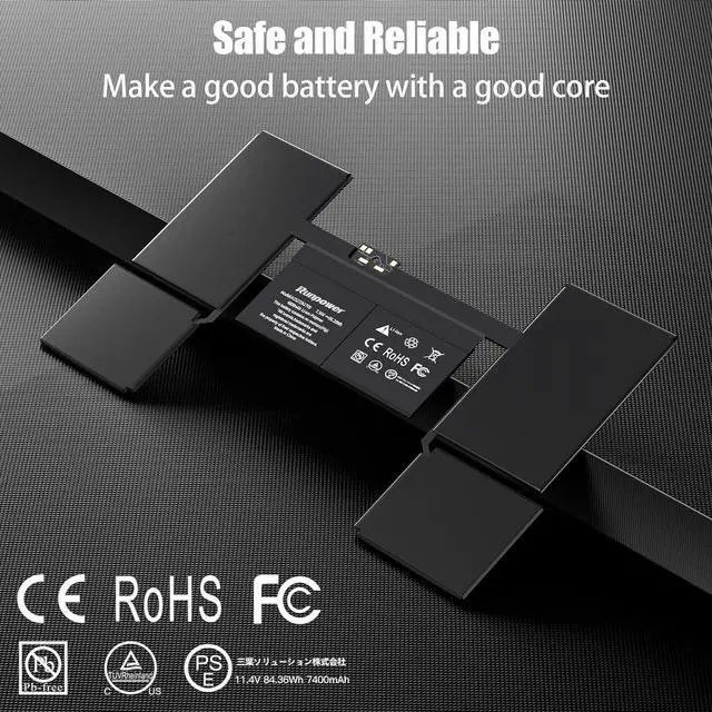 Alt view image 6 of 6 - Runpower A1534 Battery, A1705 A1527 Replacement Laptop Battery is Compatible with MacBook 12 Inch Retina A1534 Battery(Early 2015 2016 2017) 7.56V 36.28WH 4800mAh