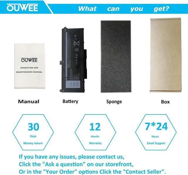 Alt view image 7 of 7 - OUWEE RJ40G Laptop Battery Compatible with Dell Latitude 5420 Latitude 5520 Precision 3560 Series 01K2CF 075X16 WY9DX 0WK3F1 0M3KCN 005R42 15.2V 63Wh