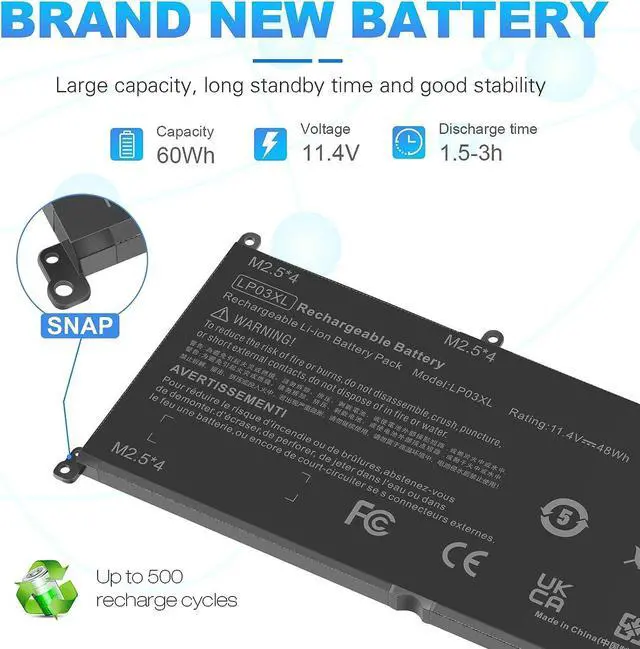 Alt view image 4 of 7 - ASUNCELL LP03XL Replacement Laptop Battery Compatible with HP Envy M6-P M6-P113DX M6-P013DX Envy 15T-AE 15T-AE000 HSTNN-DB7C 807417-005 807211-241