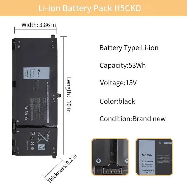 Alt view image 2 of 7 - NBULBL H5CKD Laptop Battery Replacement for Dell Vostro 5300 5401 5501 Latitude 3410 3510 Inspiron 5300 5401 5408 5501 5508 5400 7405 7300 7500 2-in-1 Silver Series 07T8CD [15V 53Wh]