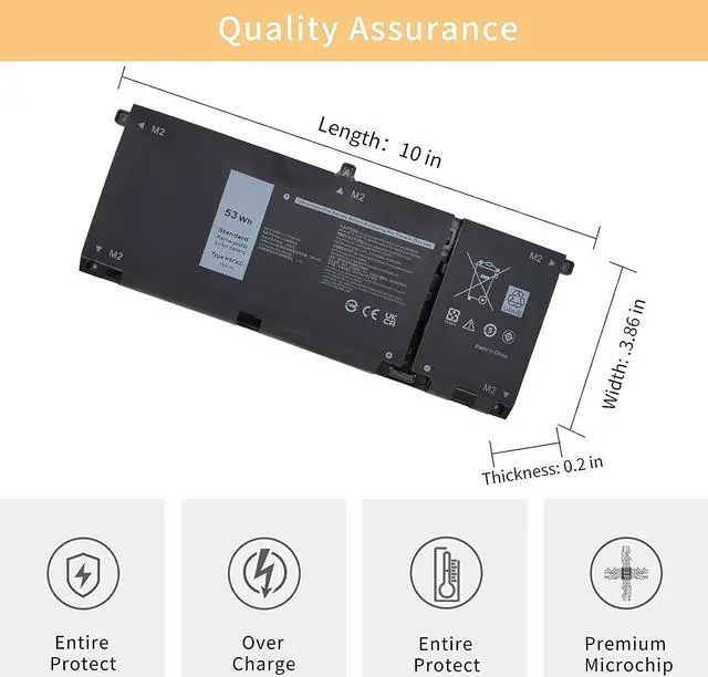 Alt view image 4 of 7 - NBULBL H5CKD Laptop Battery Replacement for Dell Vostro 5300 5401 5501 Latitude 3410 3510 Inspiron 5300 5401 5408 5501 5508 5400 7405 7300 7500 2-in-1 Silver Series 07T8CD [15V 53Wh]