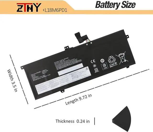 Alt view image 7 of 7 - ZTHY L18M6PD1 Laptop Battery Replacement for Lenovo ThinkPad X395 X390 X13 1st Gen 2020 Series L18M6PD2 L18C6PD1 L18D6PD1 02DL017 02DL018 02DL019 02DL020 5B10W13926 5B10W13923 5B10W13924 11.46V 48Wh