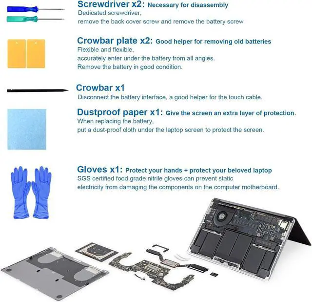 Alt view image 5 of 5 - SNSYIY A1502 MacBook pro Battery Replacement A1493 A1582 Battery for MacBook Pro 13 Inch Retina A1502 (Mid 2014 Early 2015 Late 2013) MacBook Laptop Battery A1493 A1582 [7000mAh 11.34V 79.4Wh]