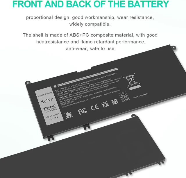 Alt view image 7 of 7 - 33YDH Laptop Battery for Dell Inspiron 17 7000 7778 7779 7786 7773 15 7577 G3 3579 3779 G5 5587 G7 7588 Latitude 13 3380 14 3490 15 3590 3580 Vostro 15 7580 7570 PVHT1 P30E 81PF3 081PF3