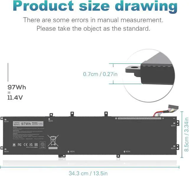 Alt view image 3 of 7 - Futurebatt 6GTPY Laptop Battery for Dell XPS 15 9570 9550 9560 7590 Precision 5510 5520 5530 5540 M5520 M5510Vostro 7500 7590 for 15 7500 7501 7590 7591,GPM03 5XJ28 05XJ28