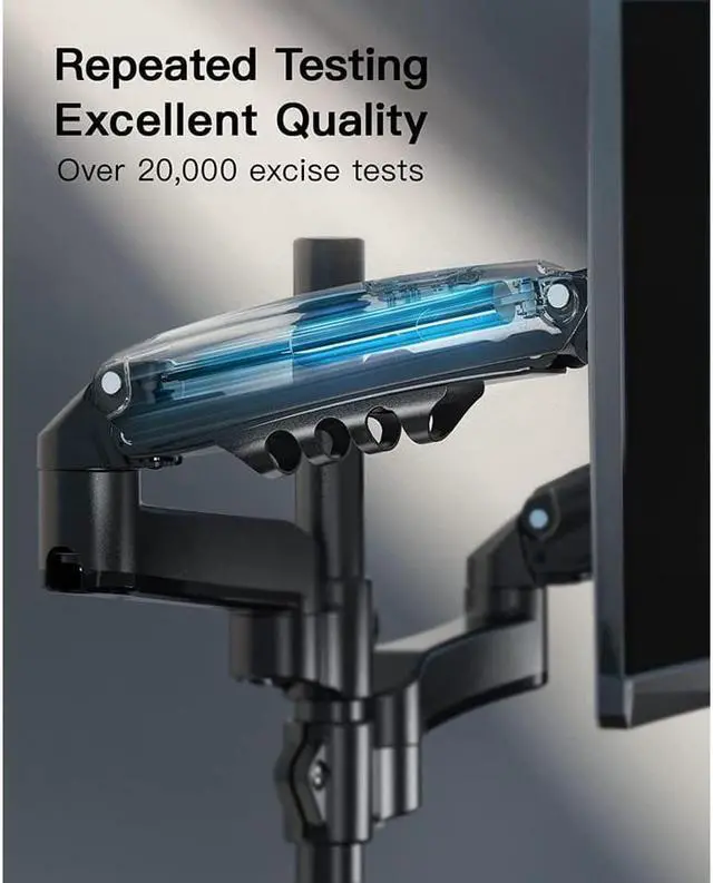 Alt view image 6 of 7 - HUANUO Dual Monitor Stand - Height Adjustable Gas Spring Double Arm Monitor Mount Desk Stand Fits Two 17 to 32 inch Screens with Clamp, Grommet Mounting Base, Each Arm Holds up to 19.8lbs