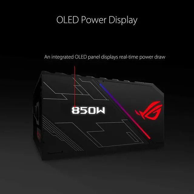 Alt view image 3 of 7 - ASUS ROG Thor 850 Certified 850W Fully-Modular RGB Power Supply with LiveDash OLED Panel