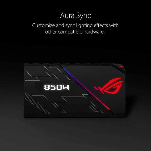 Alt view image 7 of 7 - ASUS ROG Thor 850 Certified 850W Fully-Modular RGB Power Supply with LiveDash OLED Panel