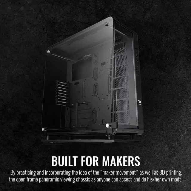 Alt view image 2 of 7 - Thermaltake Core P8 Tempered Glass E-ATX Full-Tower Chassis Computer Case CA-1Q2-00M1WN-00, Black
