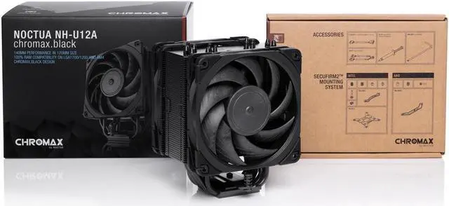 Alt view image 2 of 7 - Noctua NH-U12A chromax.black, 120mm Single-Tower CPU Cooler (Black)