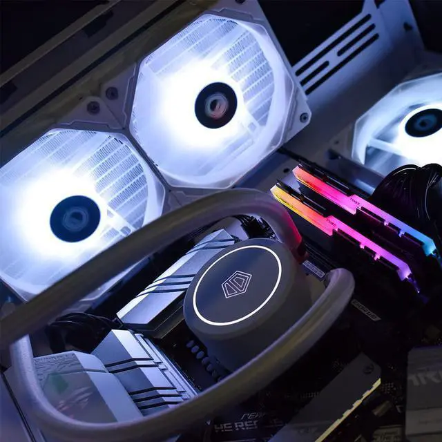 Alt view image 7 of 7 - ID-COOLING FROSTFLOW X 240 Snow CPU Water Cooler LGA1700 Compatible AIO Cooler 240mm CPU Liquid Cooler White LED 2x120mm PWM Fans, Intel 1700/1200/115X, AMD AM4