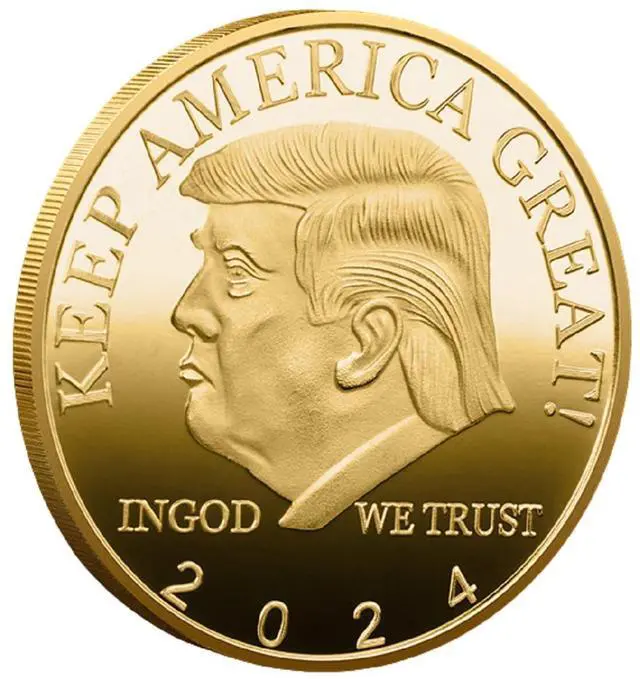 Main image of 2024 Donald Trump Commemorative Coin Gold & Silver Plated Collectible Coins Patriotic Gift for Elections & Campaigns
