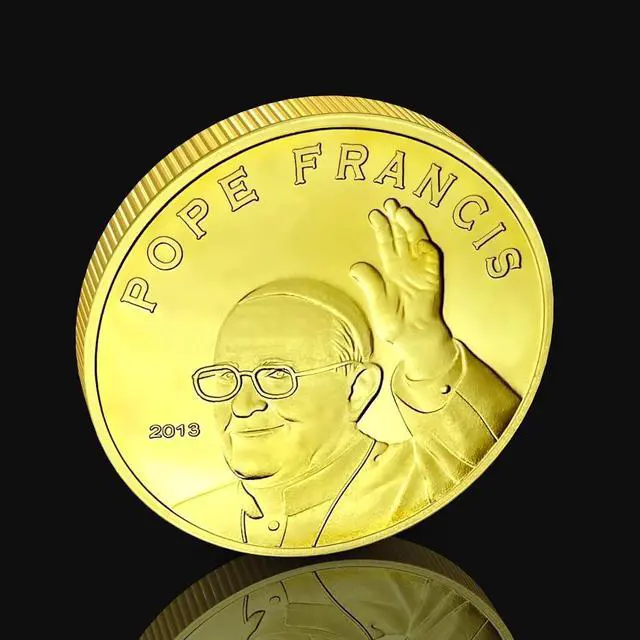 Alt view image 2 of 5 - The Catholic Church Pope Francis 2013 Souvenir Coin Gold/Silver Commemorative Gifts Collectible Medals Challenge Coins (Gold)
