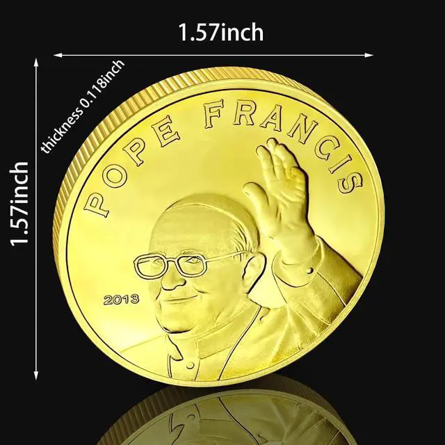 Alt view image 5 of 5 - The Catholic Church Pope Francis 2013 Souvenir Coin Gold/Silver Commemorative Gifts Collectible Medals Challenge Coins (Gold)