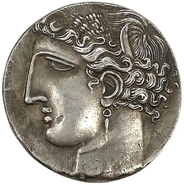 Main image of Ancient Greek Pegasus Coin of Corinth - 38mm Brass Replica with Athena & Winged Horse Design | Collectible for Mythology Enthusiasts (Silver)