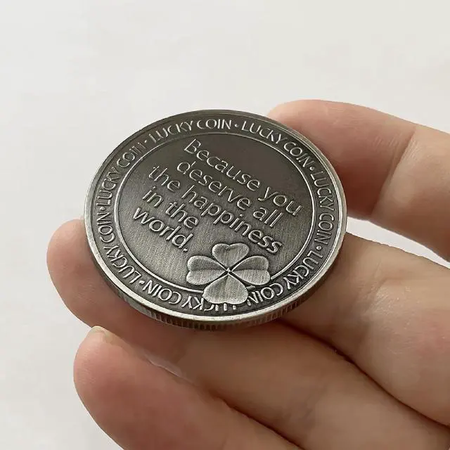 Alt view image 6 of 6 - Lucky Coin Four Leaf Clover Lucky Coins for St. Patrick's Day Bring Good Luck Gifts for Friends Ancient Silver plated Commemorative Coins (Ancient Silver)