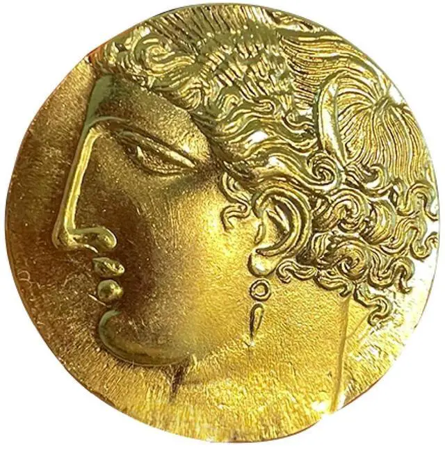 Main image of Ancient Greek Pegasus Coin of Corinth - 38mm Brass Replica with Athena & Winged Horse Design | Collectible for Mythology Enthusiasts (Gold)