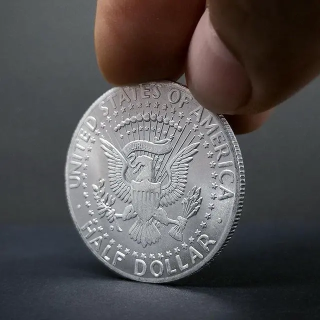 Alt view image 4 of 4 - USA 1974 President Kennedy Tooth Punk Hobo Skull Retro Art Magic Coin Silver Plated Dollar Novelty Coin (Silver)