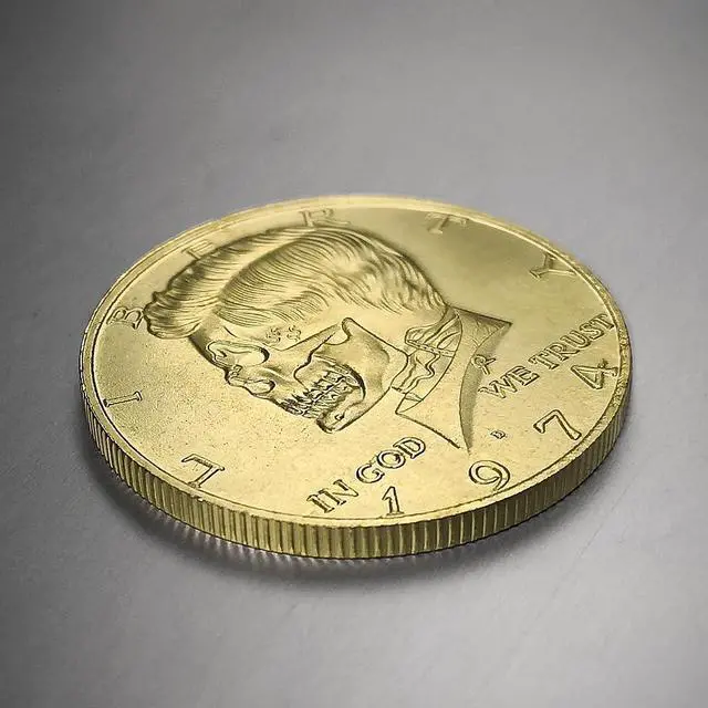 Alt view image 2 of 6 - USA 1974 President Kennedy Tooth Punk Hobo Skull Retro Art Magic Coin Silver Plated Dollar Novelty Coin (Brass)