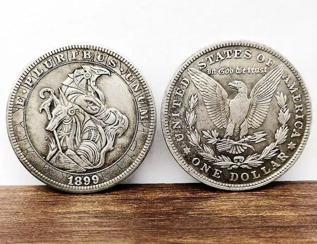 Alt view image 4 of 4 - ncient Egypt Hobo Nickel Coin Anubis Horus 1899 Replica-Morgan Commemorative Art Souvenir