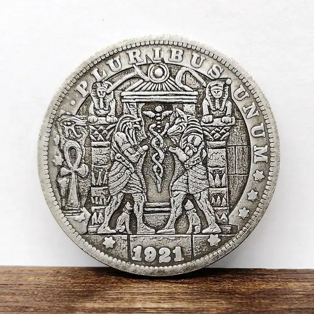 Main image of Ancient Egypt Pharaoh Hobo Coin Nickel Anubis Horus 1921 Replica-Morgan Commemorative Art Souvenir