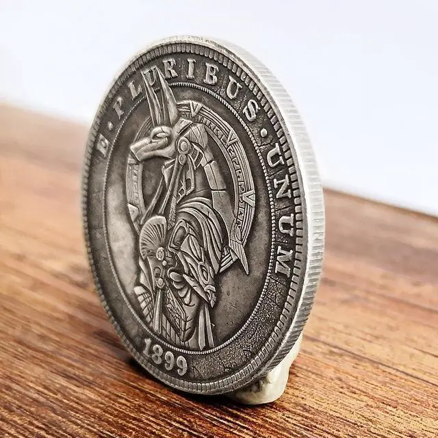 Alt view image 2 of 4 - Ancient Egypt Anubis Pharaoh Hobo Coin Nickel Horus 1899 Replica-Morgan Commemorative Art Souvenir
