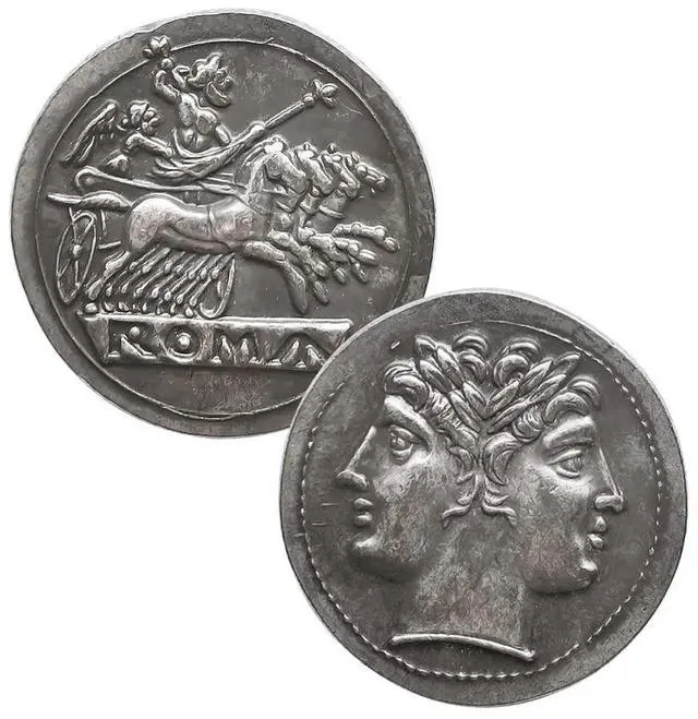 Main image of Ancient Roma Jupiter Replica Coin Dioscuri Quadrigatus ROMA Silver-Plated for Hobbies