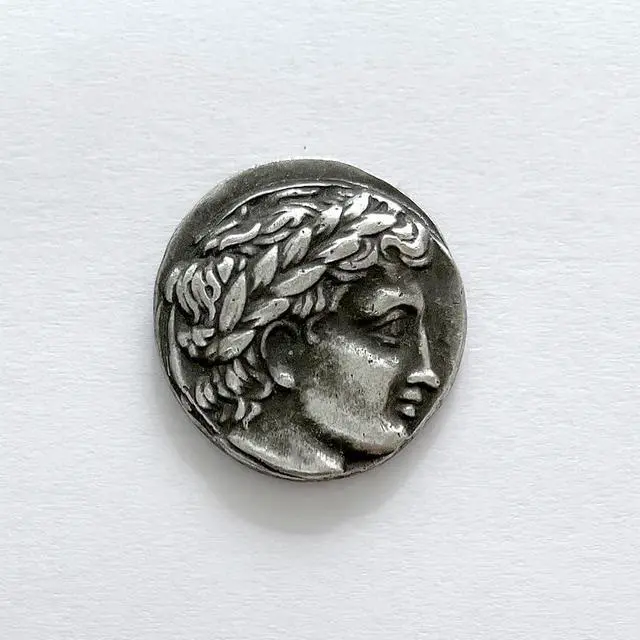 Alt view image 3 of 7 - Apollo Kithara Ancient Greece Coins Replica Coin Tetrobol Vintage Silver-Plated for Hobbies 21mm
