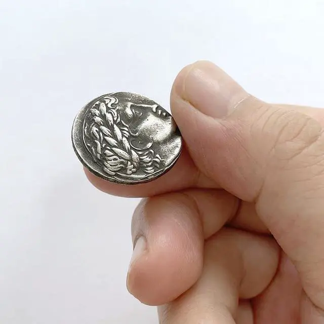 Alt view image 6 of 7 - Apollo Kithara Ancient Greece Coins Replica Coin Tetrobol Vintage Silver-Plated for Hobbies 21mm