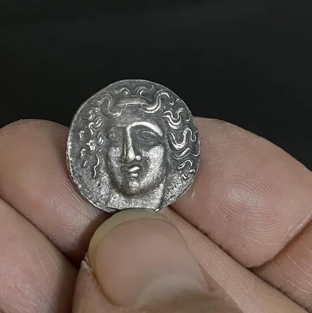 Alt view image 2 of 5 - Macedonian Water Nymph Larissa Ancient Greek Mythology Replica Silver Plated Coin Jewelry Crafts