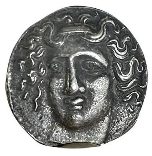 Alt view image 3 of 5 - Macedonian Water Nymph Larissa Ancient Greek Mythology Replica Silver Plated Coin Jewelry Crafts