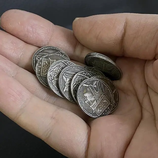 Alt view image 2 of 5 - Antique Greek Silver-plated Coin Replica Armenian Kingdom Tigranes II Goddess of Fate Tyche 19mm DIY Jewelry Crafts