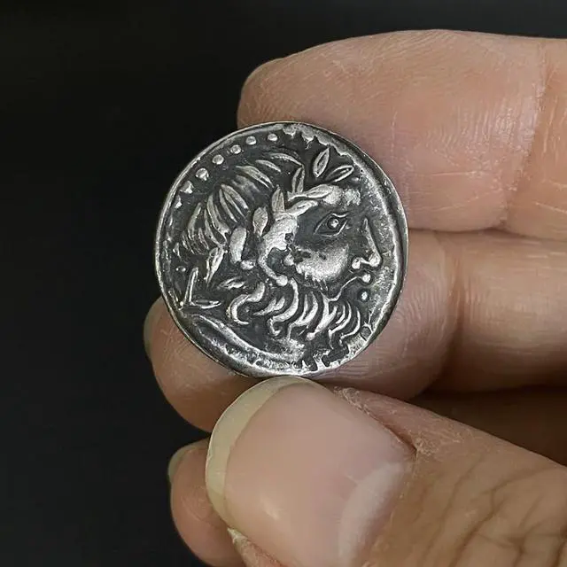 Alt view image 2 of 6 - Ancient Greek Replica Coin Zeus Statue Ancient Coin Pendant Sagittarius Constellation Patron Saint Homer 20.5mm
