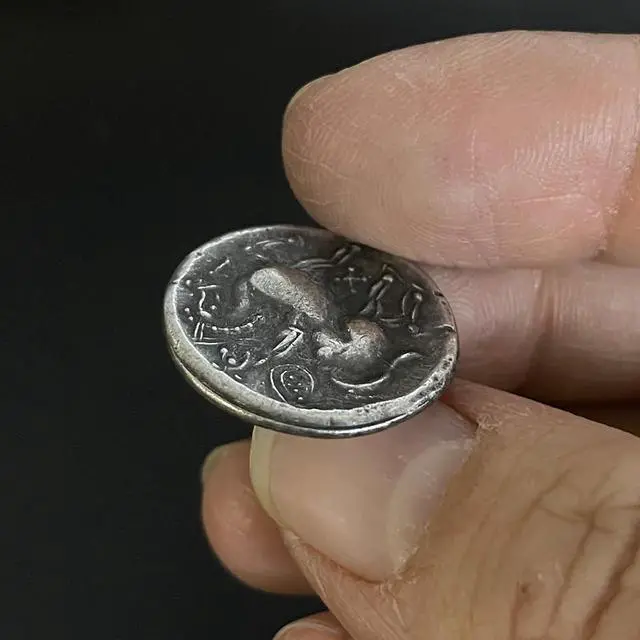 Alt view image 4 of 6 - Ancient Greek Replica Coin Zeus Statue Ancient Coin Pendant Sagittarius Constellation Patron Saint Homer 20.5mm