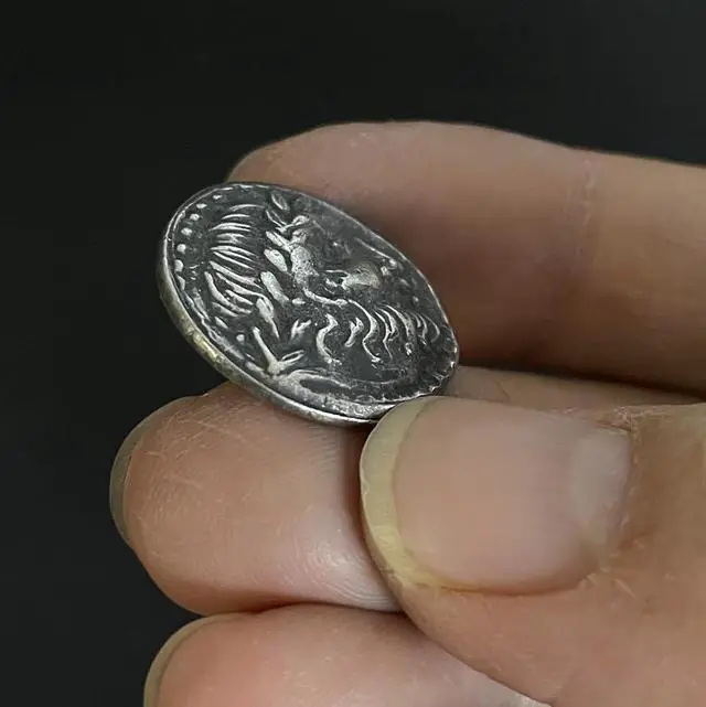 Alt view image 6 of 6 - Ancient Greek Replica Coin Zeus Statue Ancient Coin Pendant Sagittarius Constellation Patron Saint Homer 20.5mm