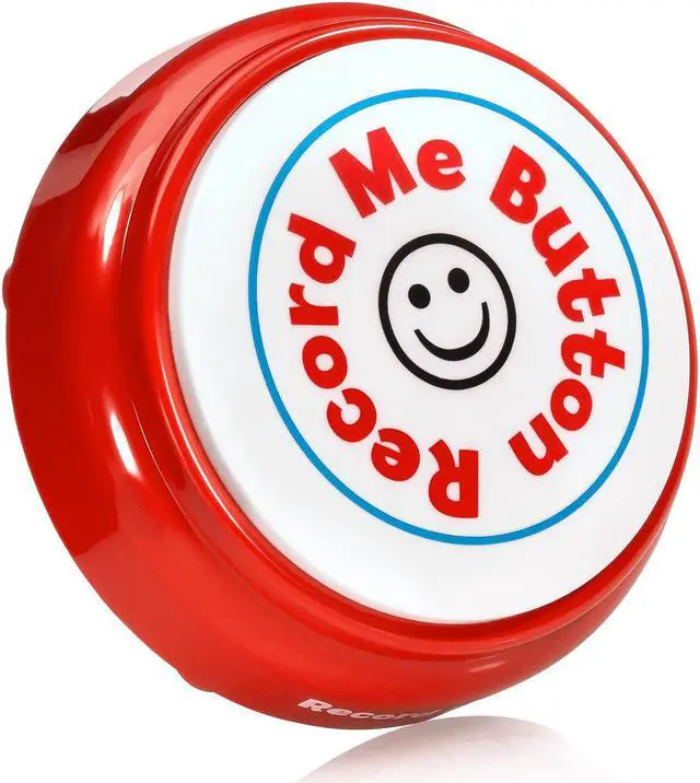 Alt view image 2 of 6 - Record Me Button Racy Red - Unique Cheerful Design Recordable with Built-in MIC, Play Back Your Own Custom Message Any Time